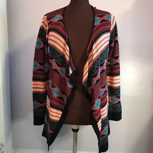 Rue 21 L Long Sleeve Aztec Patterned Knit Cardigan